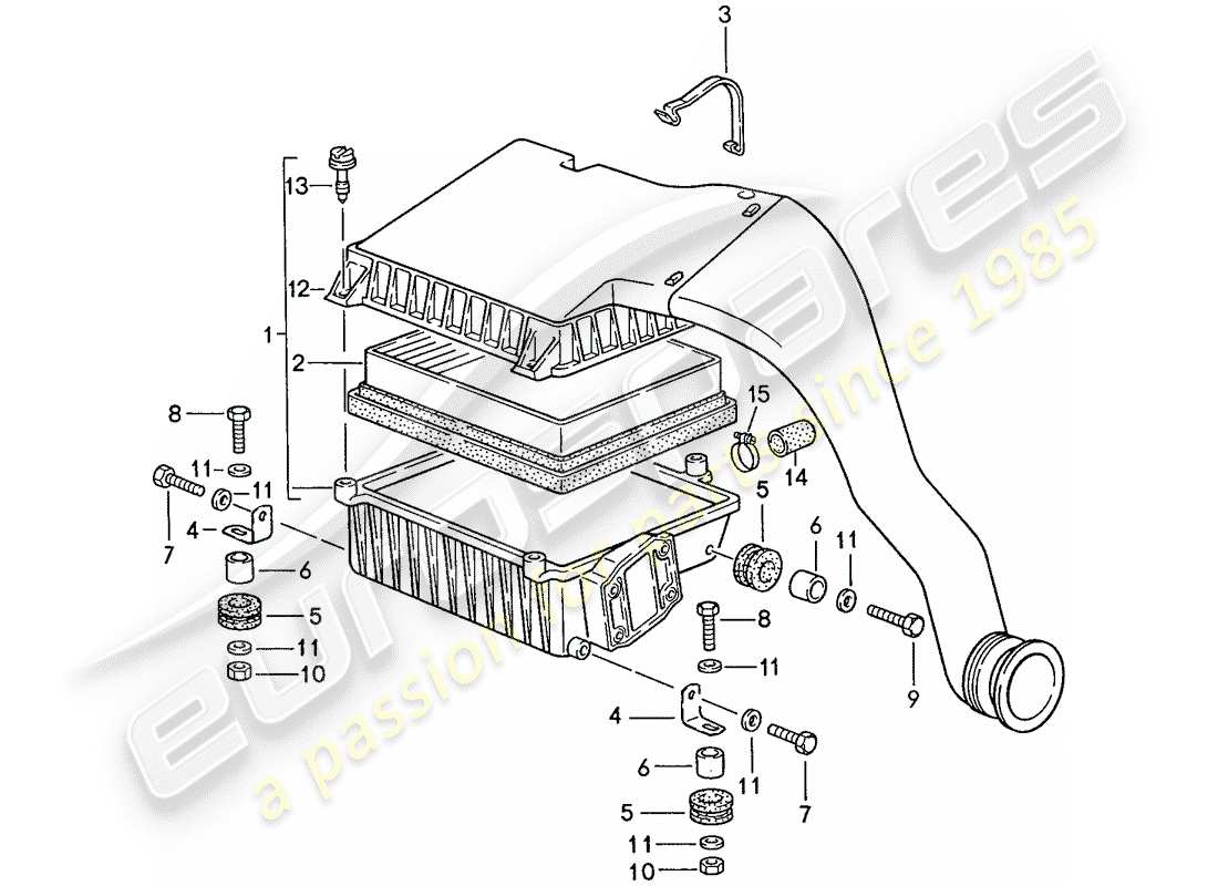 porsche 944 (1991) air cleaner system part diagram