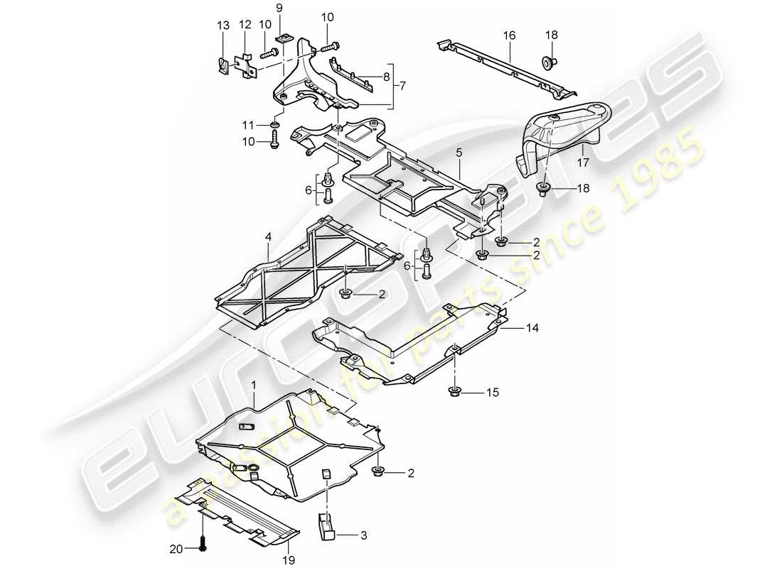 porsche 996 (2002) trims - for - underbody part diagram