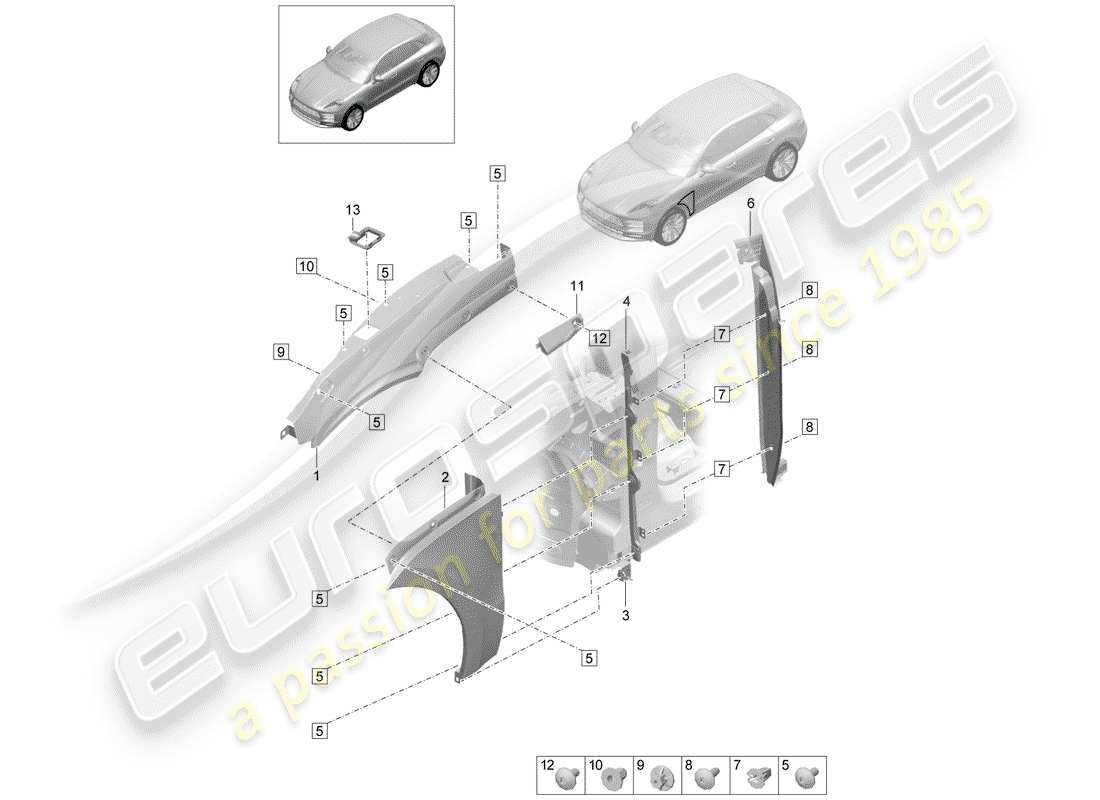 porsche macan (2020) fender part diagram