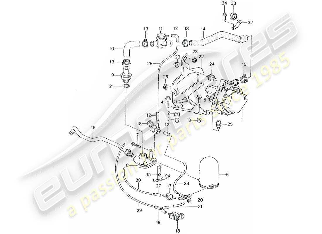 porsche 996 (2002) secondary air pump part diagram