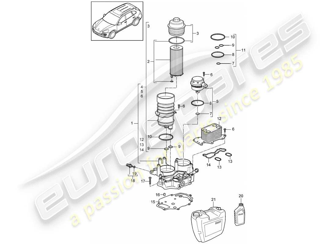 porsche cayenne e2 (2017) oil filter part diagram