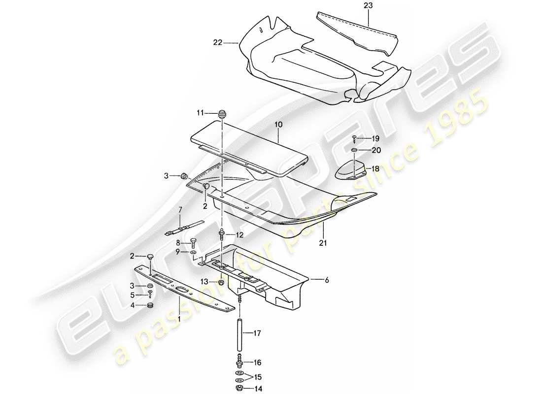 porsche 959 (1987) lining - front luggage compartment part diagram