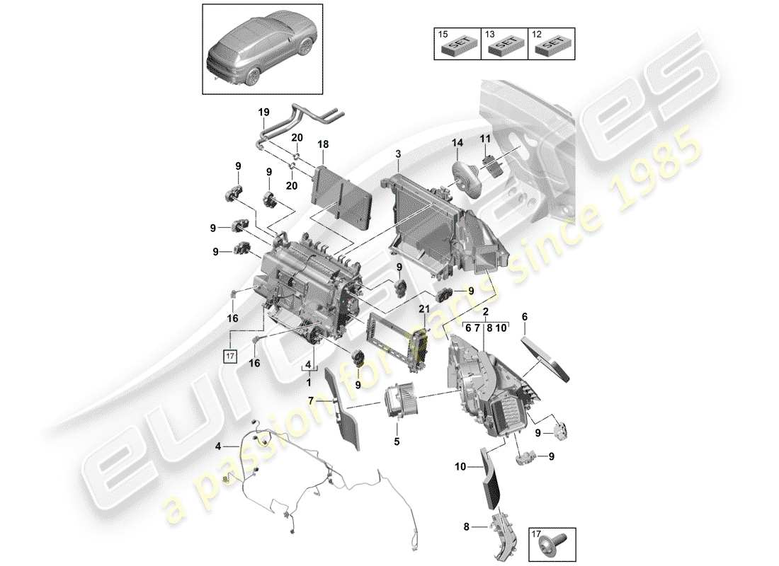 porsche cayenne e3 (2018) air conditioner part diagram