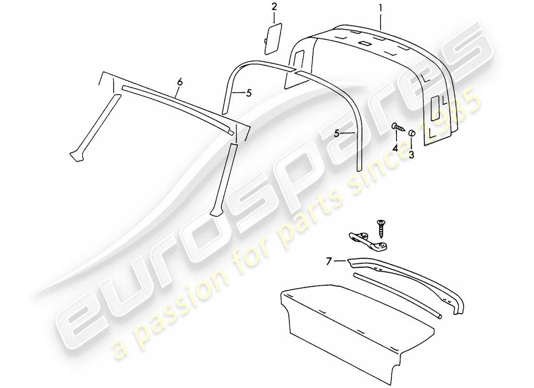 porsche 911/912 (1969) interior equipment - roof part diagram