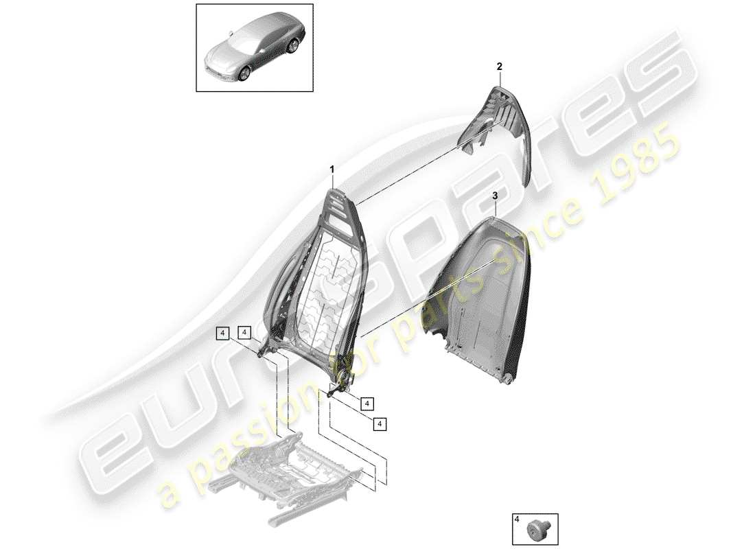 porsche panamera 971 (2019) backrest part diagram