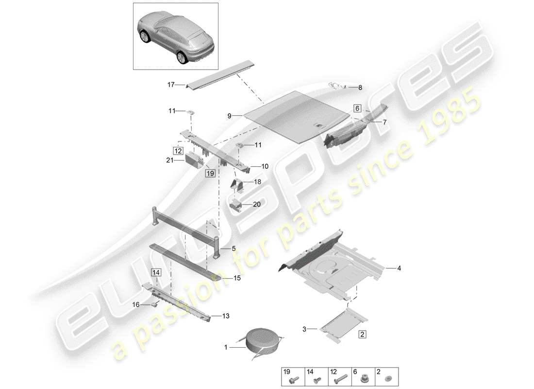 porsche macan (2019) lining part diagram