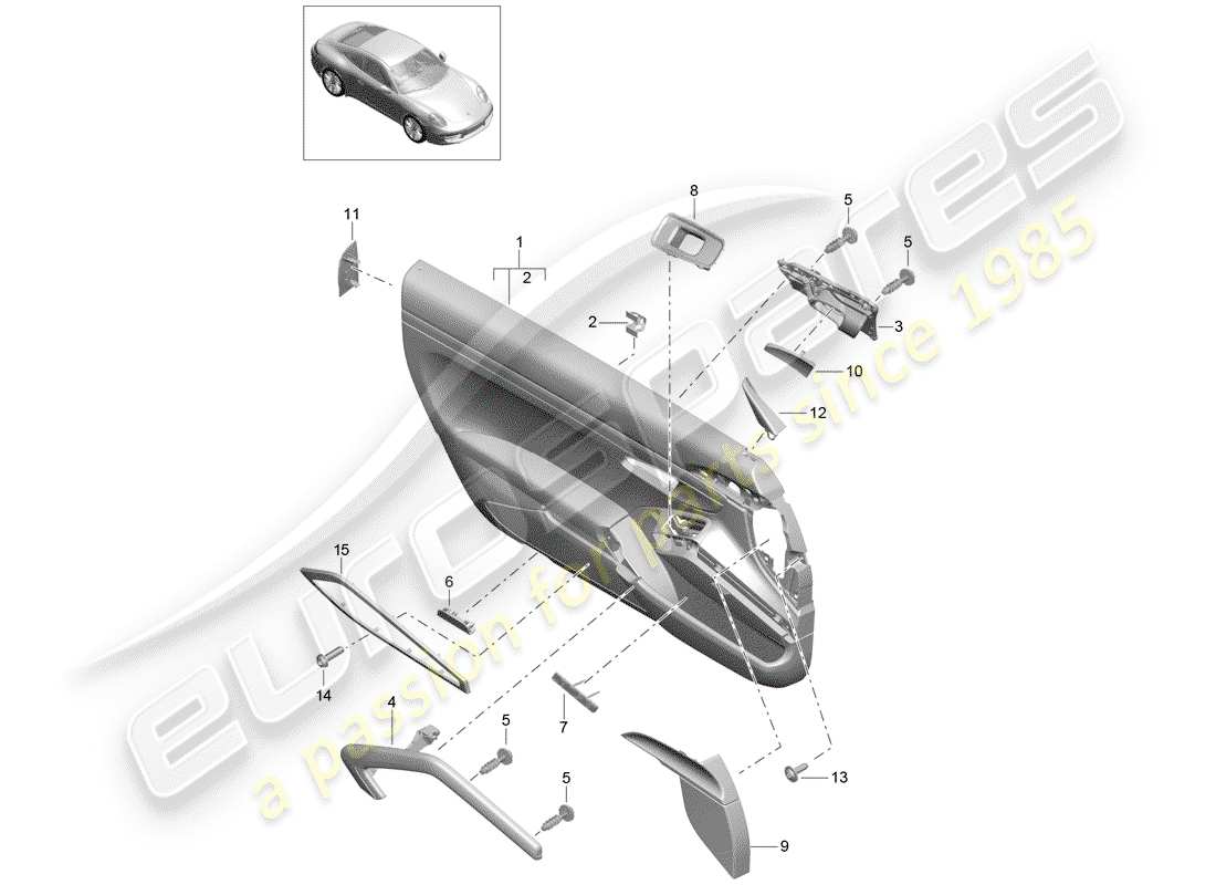 porsche 991 (2015) door panel part diagram