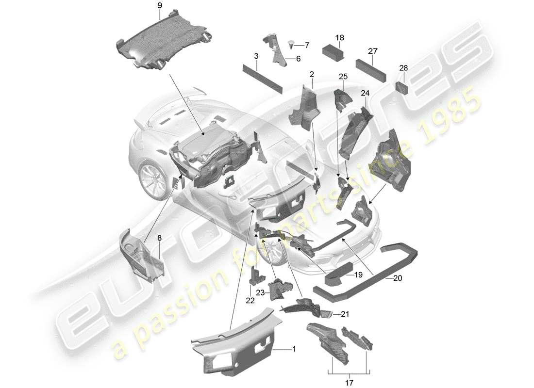 porsche boxster spyder (2016) body shell part diagram