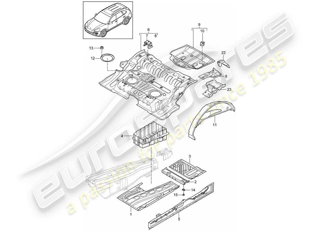 porsche cayenne e2 (2017) floor plates part diagram