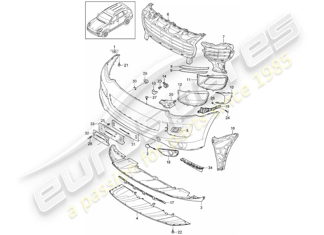 porsche cayenne e2 (2017) lining part diagram