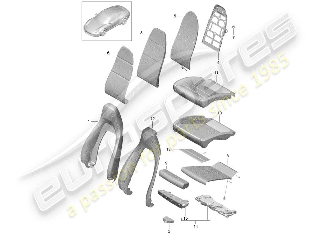 porsche 991 (2013) foam part part diagram