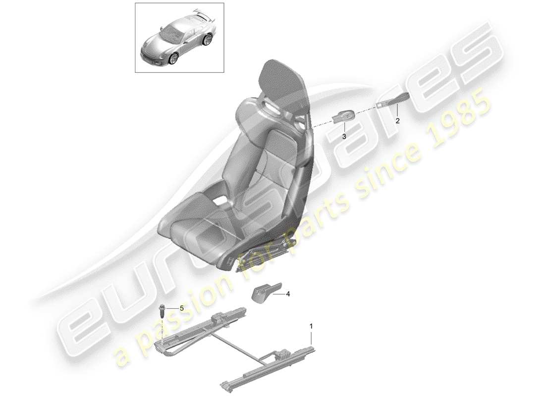 porsche 991r/gt3/rs (2019) seat part diagram