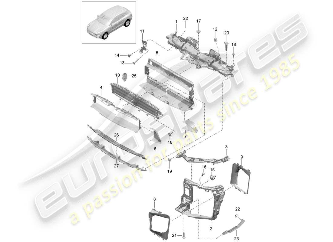 porsche macan (2018) bracket part diagram