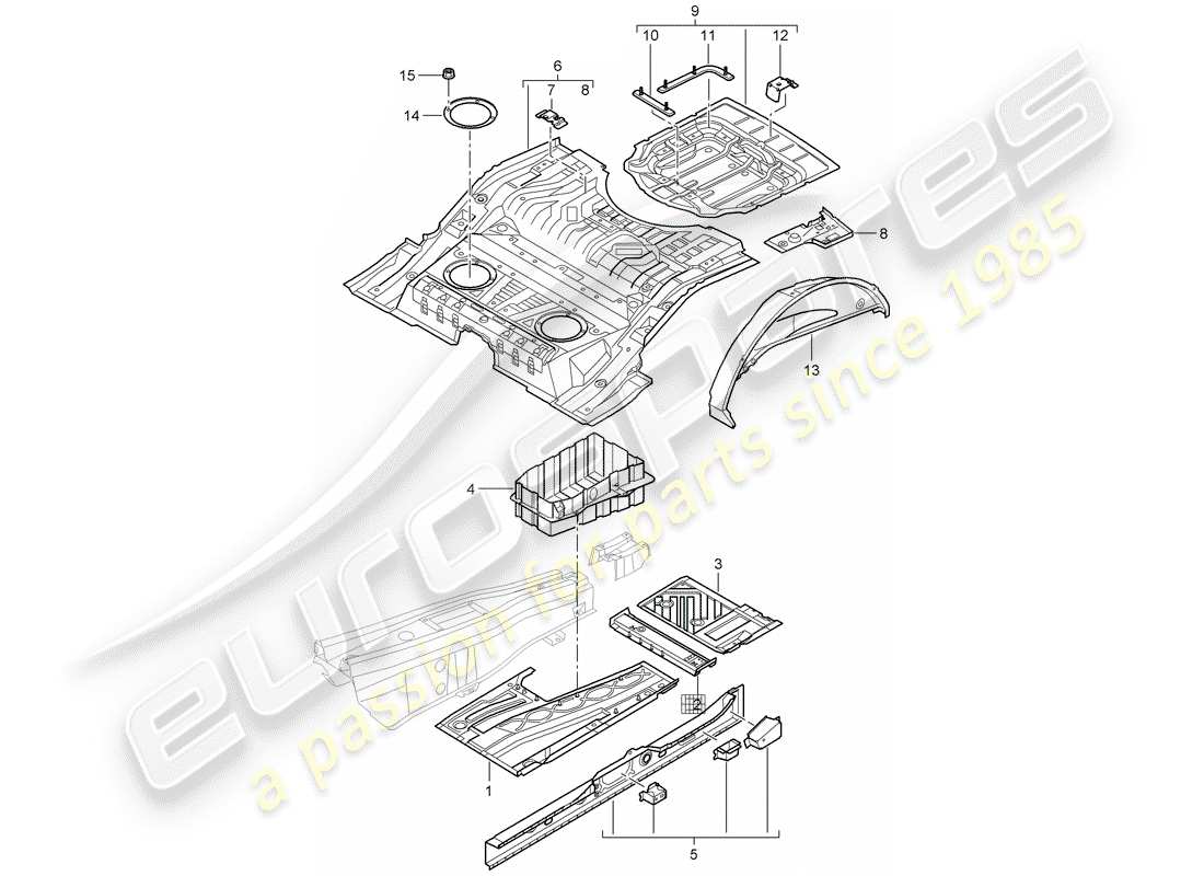 porsche cayenne (2010) floor part diagram