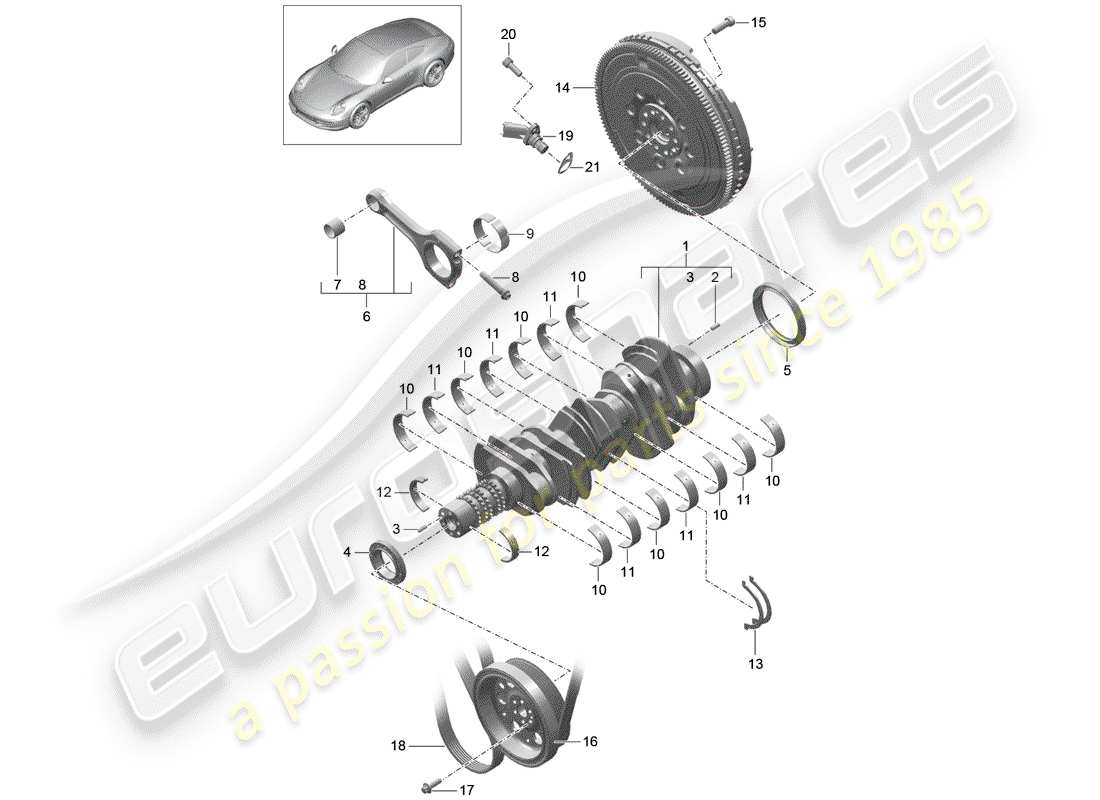 porsche 991 (2014) crankshaft part diagram