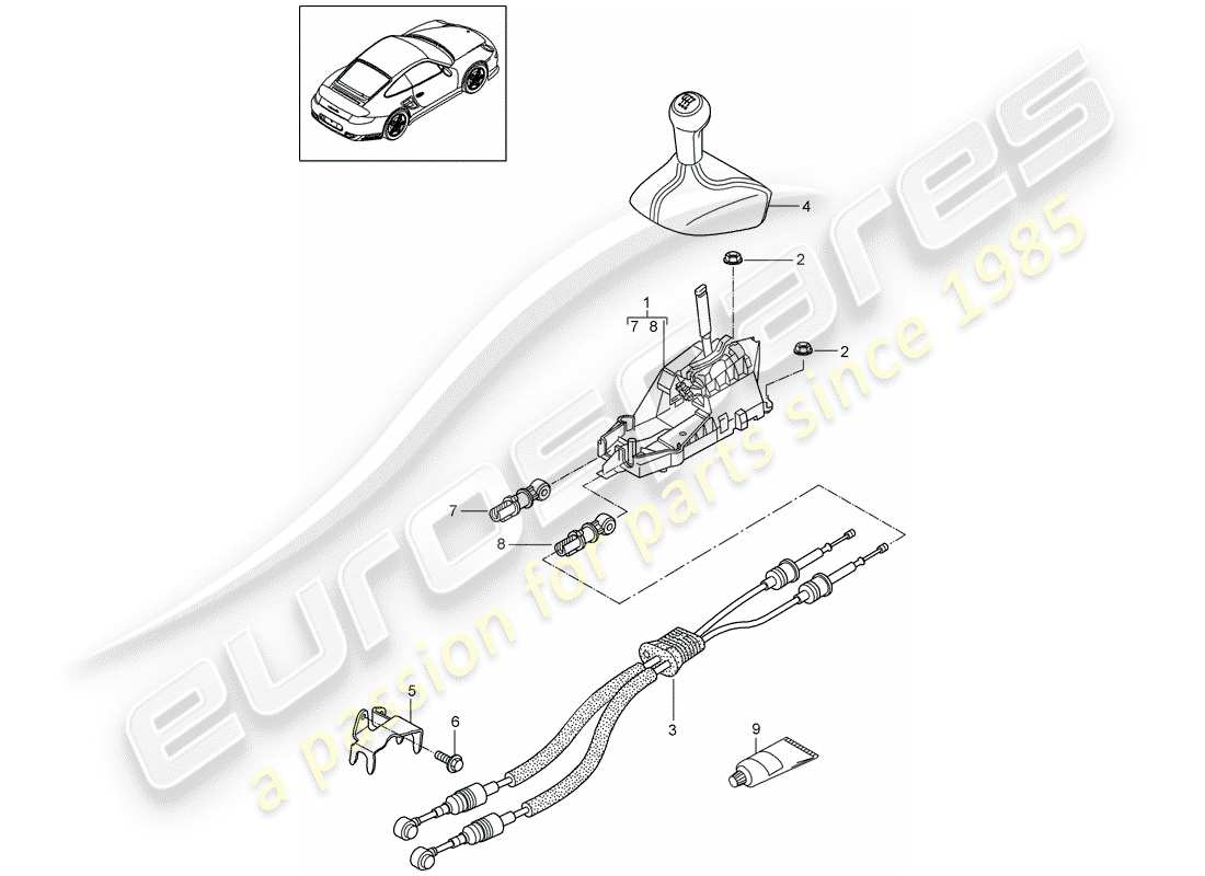 porsche 911 t/gt2rs (2012) transmission switch part diagram