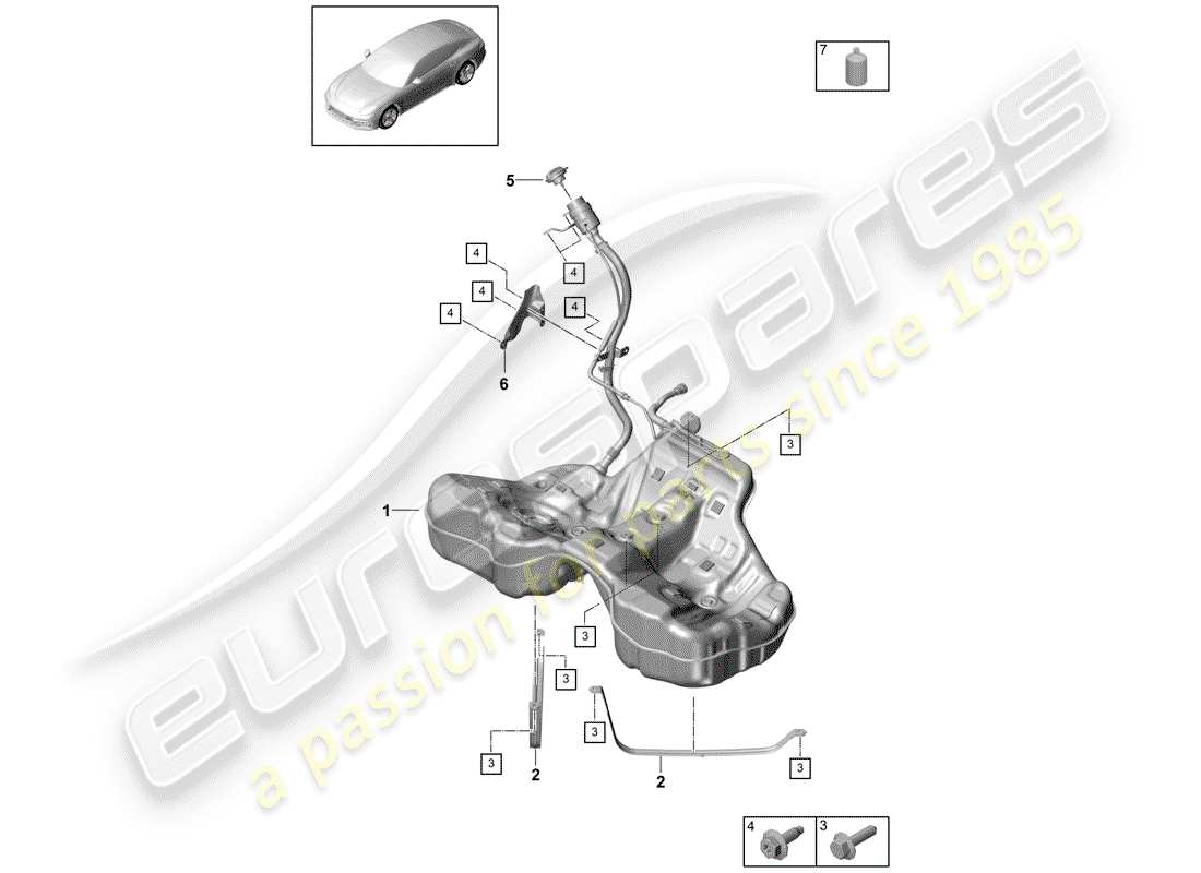 porsche panamera 971 (2017) fuel tank with part diagram