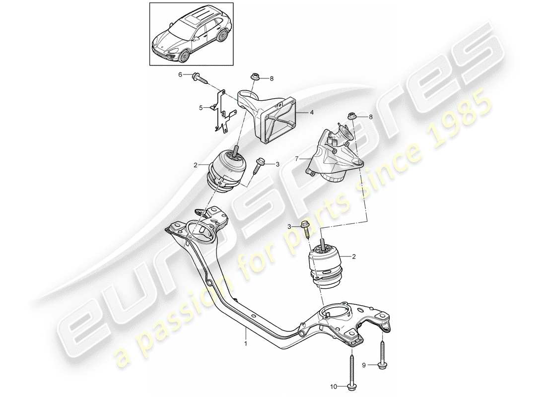 porsche cayenne e2 (2017) engine lifting tackle part diagram