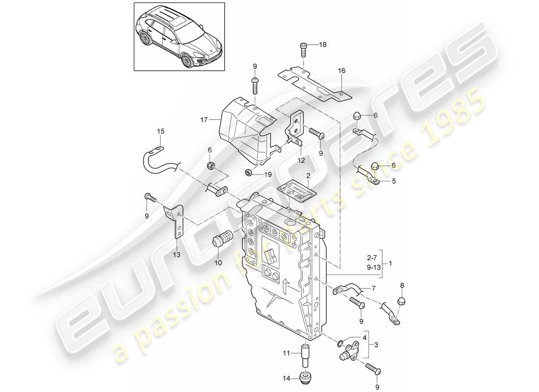 porsche cayenne e2 (2017) hybrid part diagram