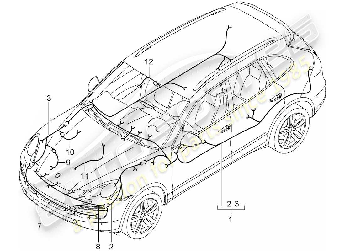 porsche cayenne e2 (2017) wiring harnesses part diagram