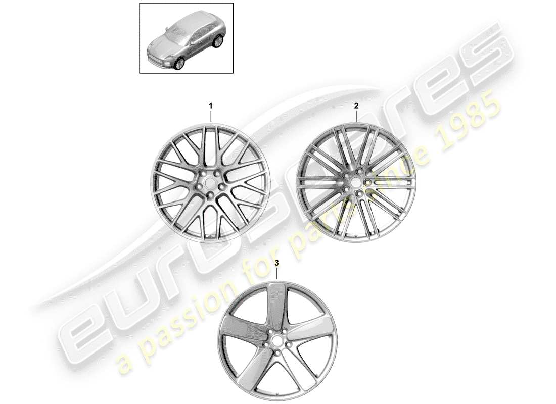 porsche macan (2019) alloy wheel part diagram