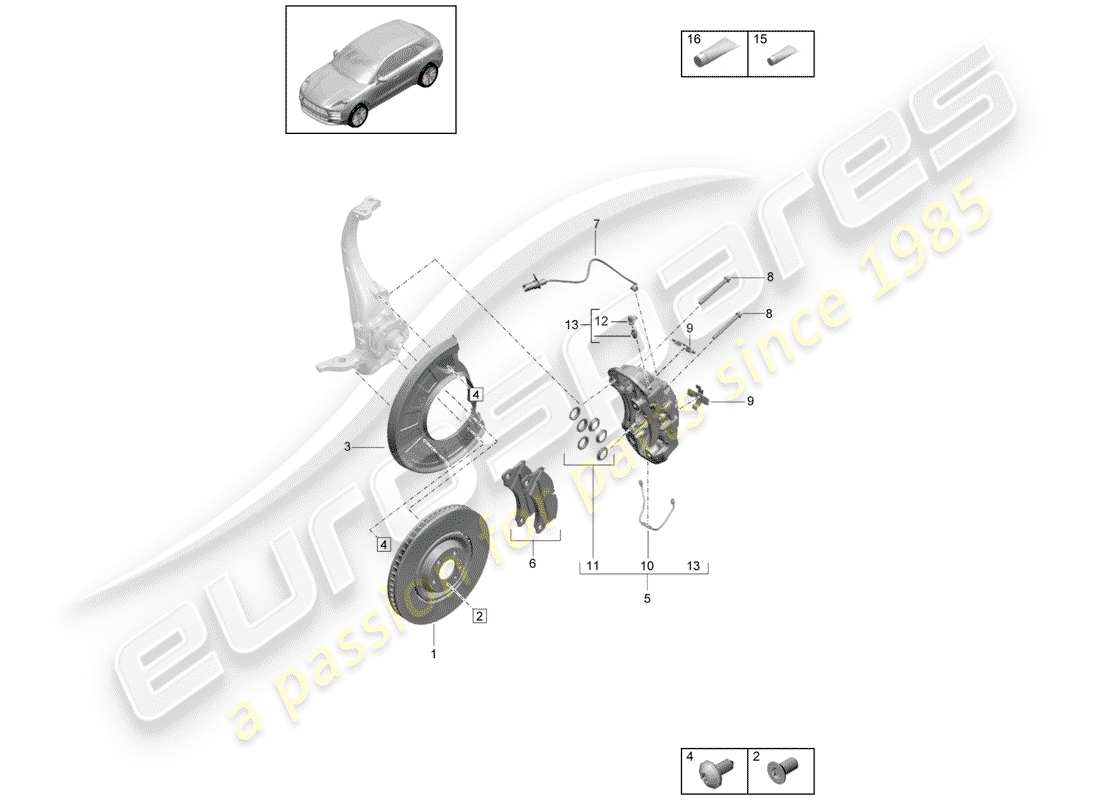 porsche macan (2019) disc brakes part diagram