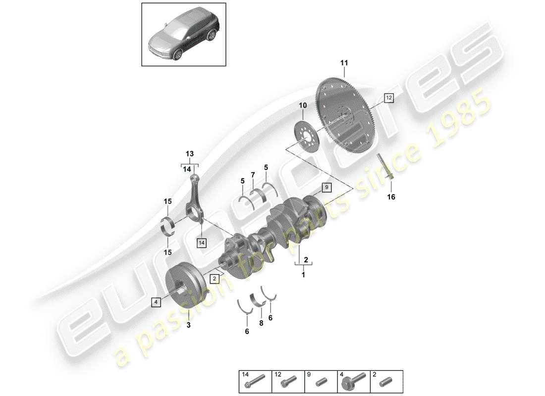 porsche cayenne e3 (2020) crankshaft part diagram