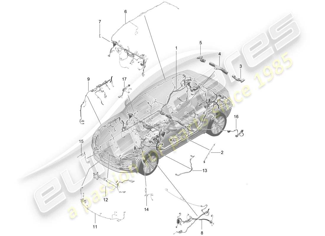 porsche macan (2019) harness part diagram