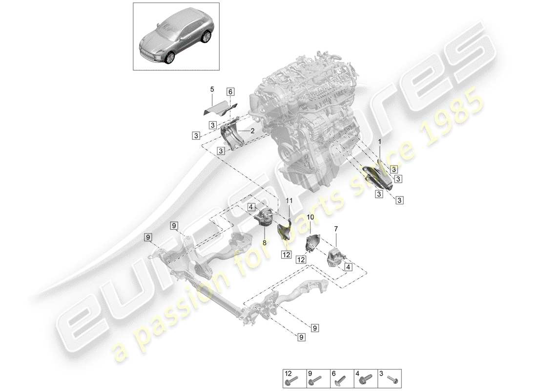 porsche macan (2019) engine lifting tackle part diagram