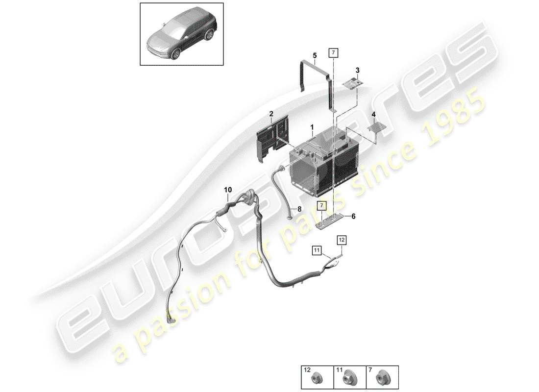 porsche cayenne e3 (2019) battery part diagram