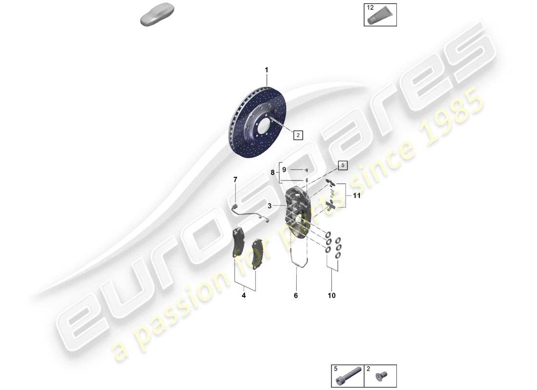 porsche boxster spyder (2019) disc brakes part diagram