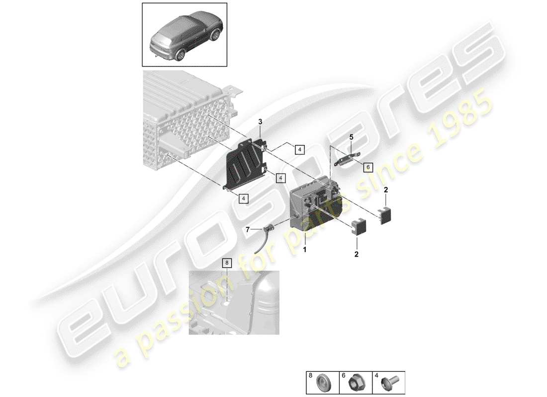 porsche cayenne e3 (2020) battery part diagram