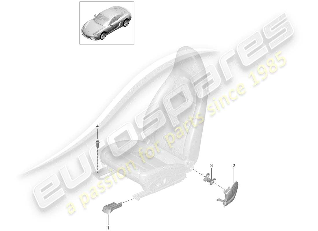 porsche cayman 981 (2015) front seat part diagram