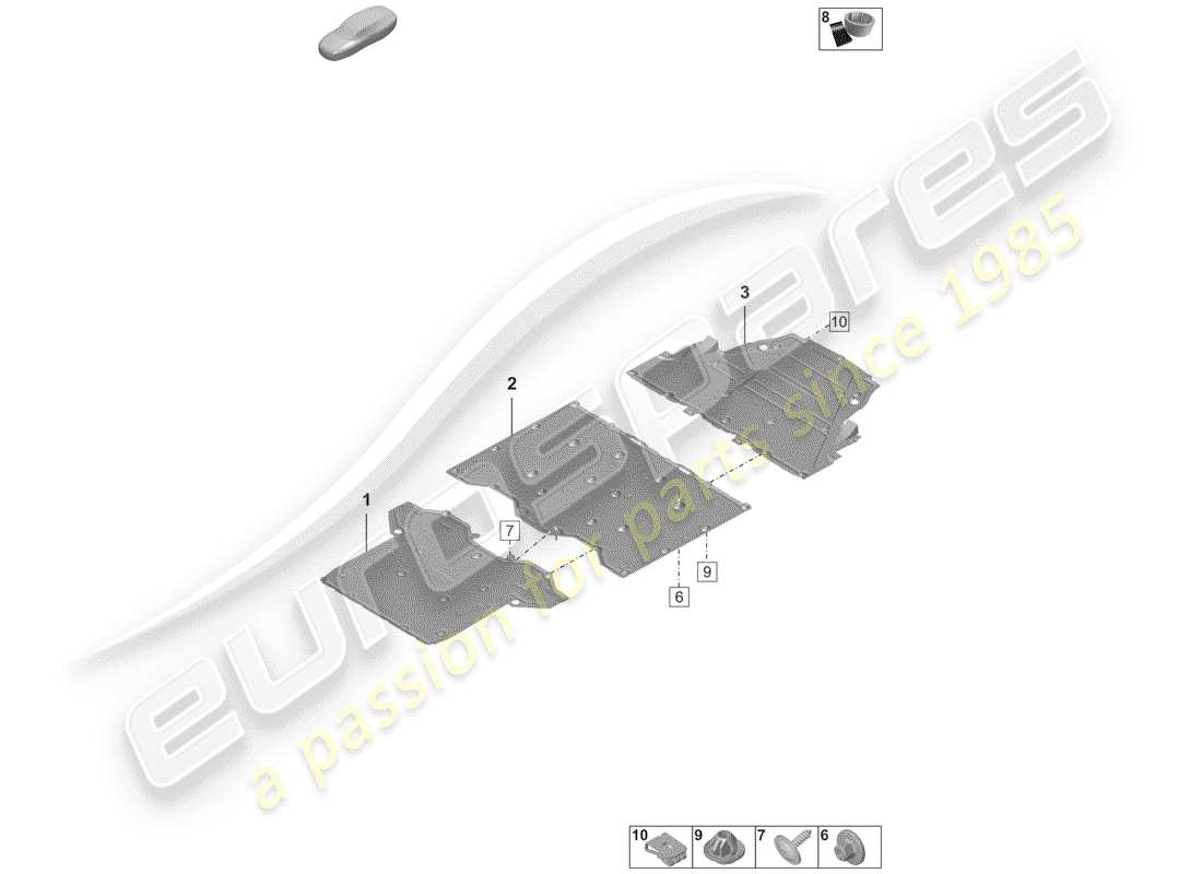 porsche 2019 underbody lining part diagram