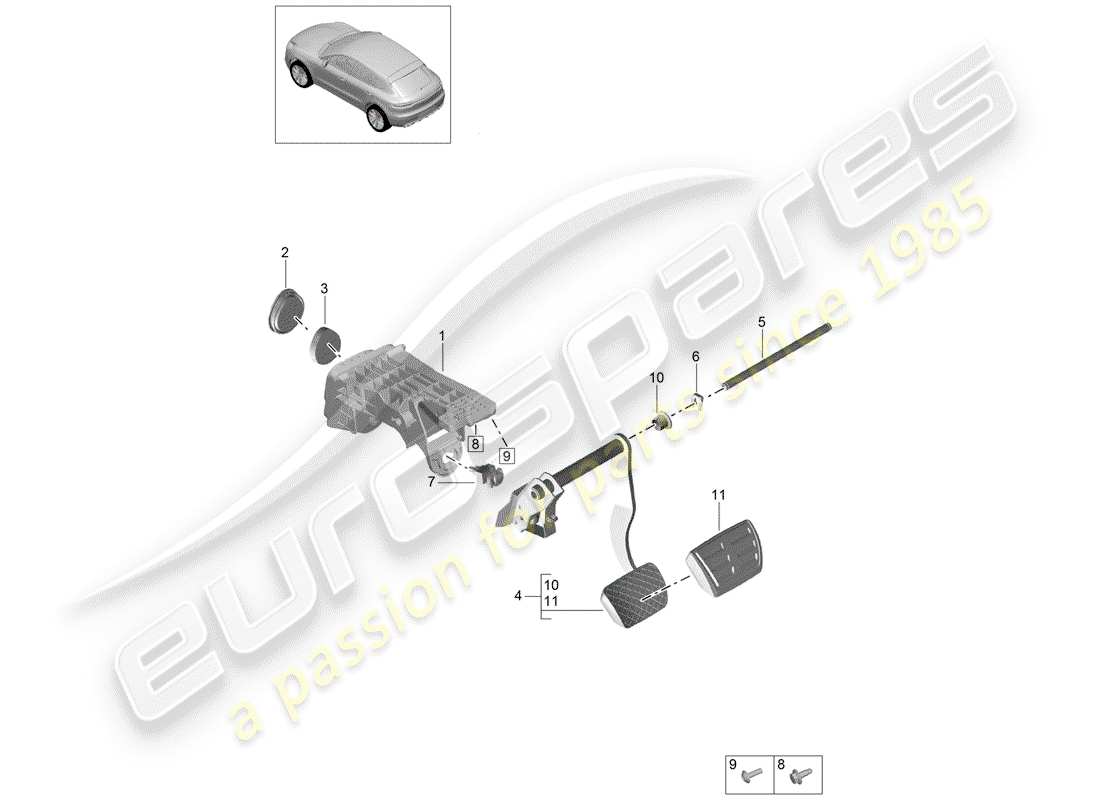 porsche macan (2019) brake operations part diagram