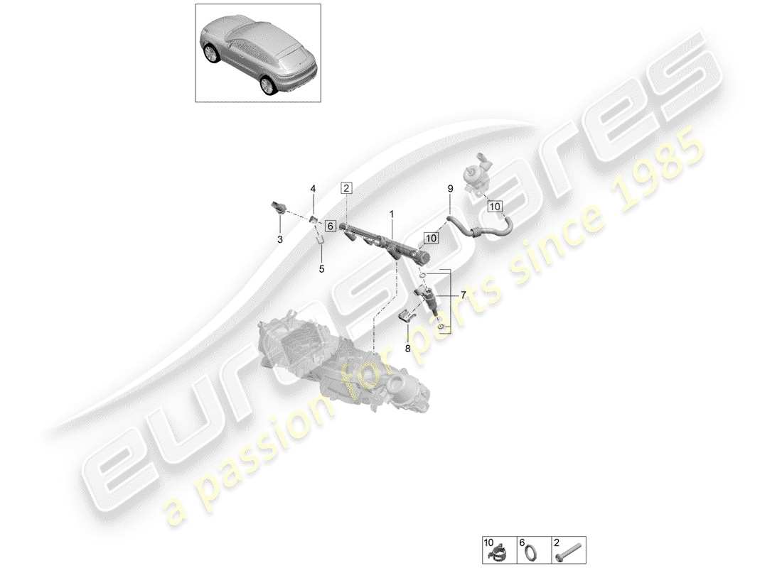 porsche macan (2019) fuel collection pipe part diagram