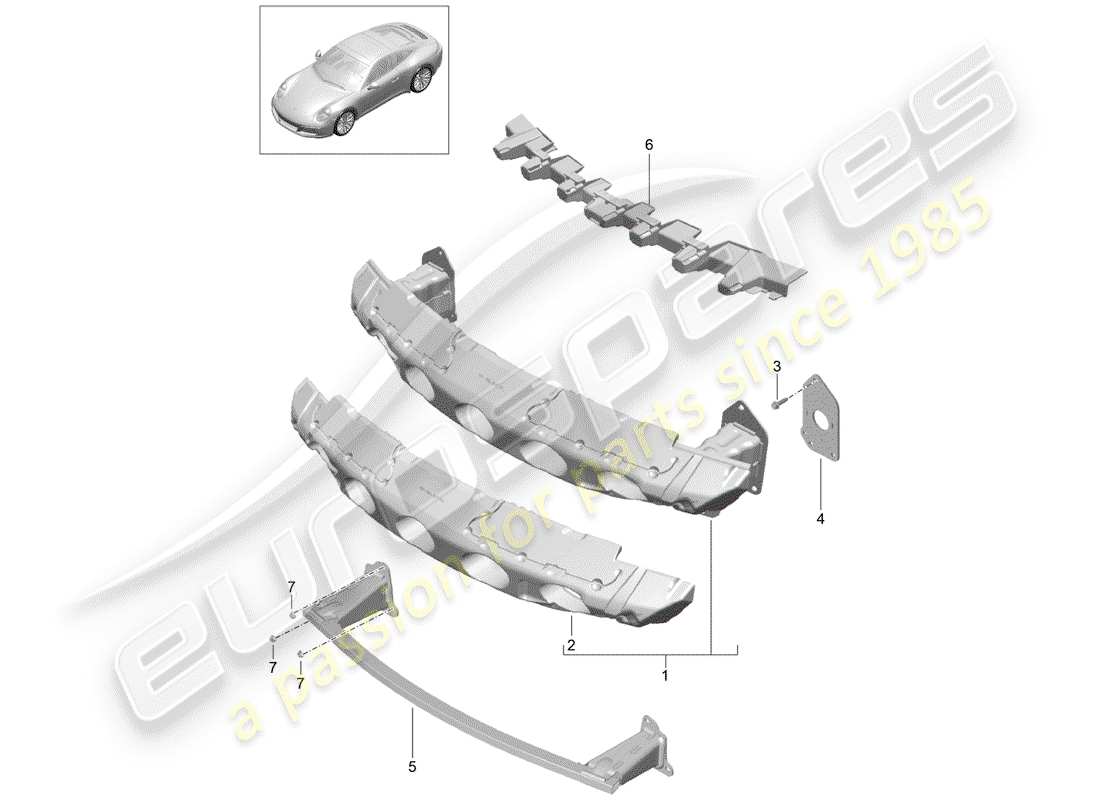 porsche 991 gen. 2 (2020) bumper bracket part diagram