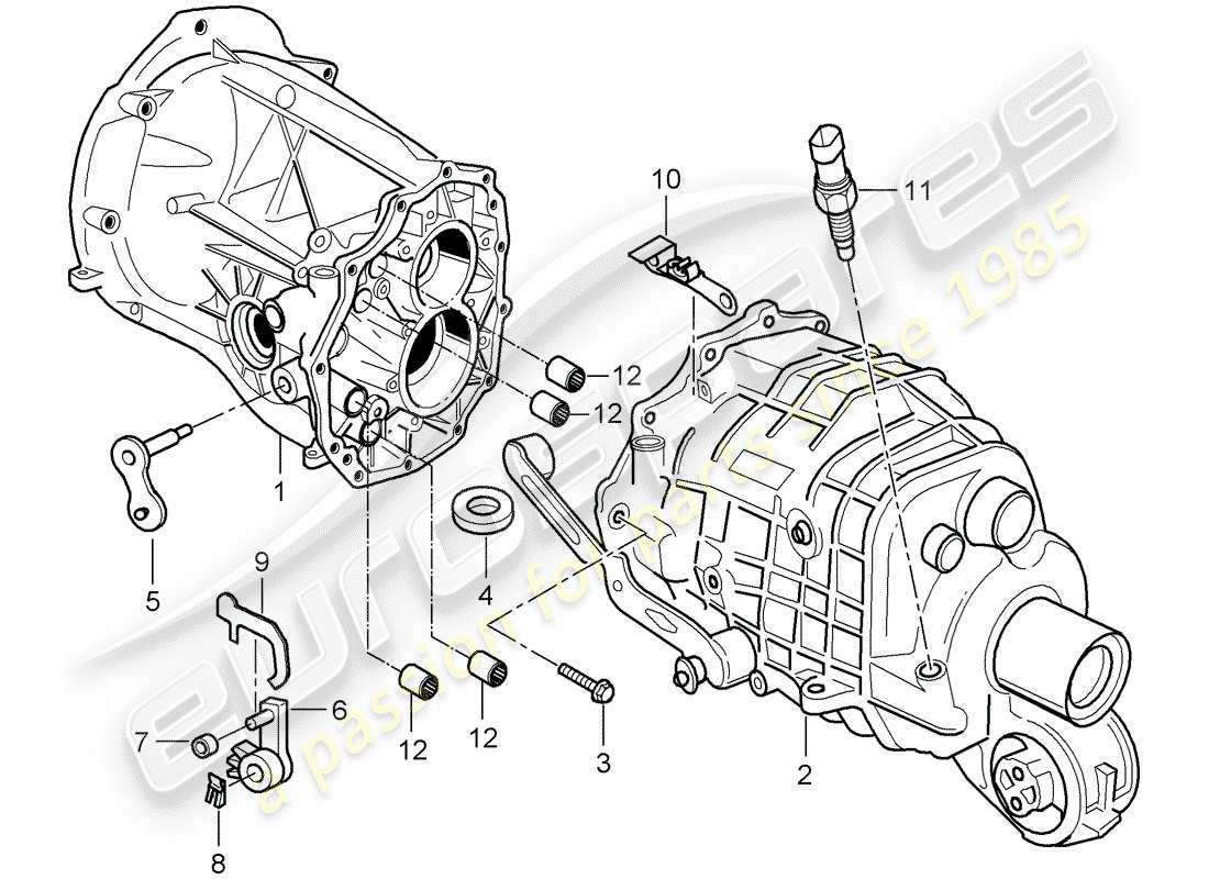 porsche 996 (2004) transmission case - transmission cover part diagram