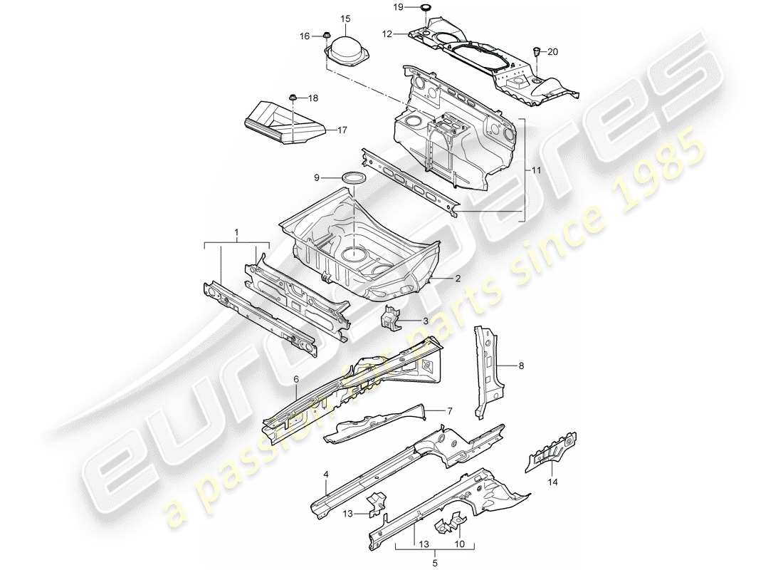 porsche 997 (2007) front end part diagram