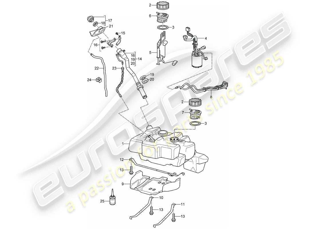 porsche 997 gt3 (2007) fuel tank part diagram