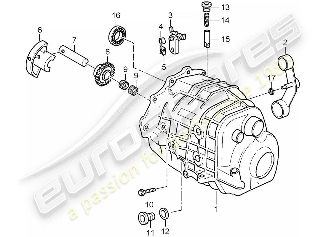 porsche boxster 986 (2003) transmission case - transmission cover part diagram