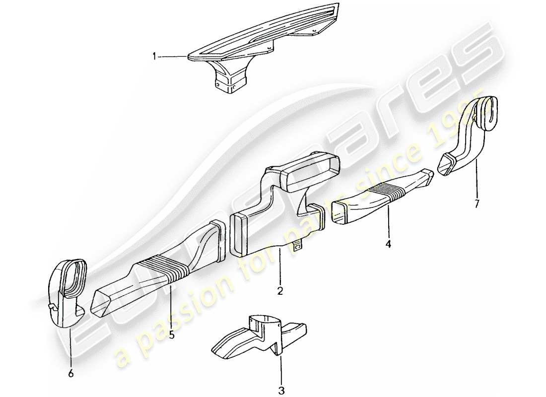 porsche 996 t/gt2 (2003) heater - air distributor part diagram