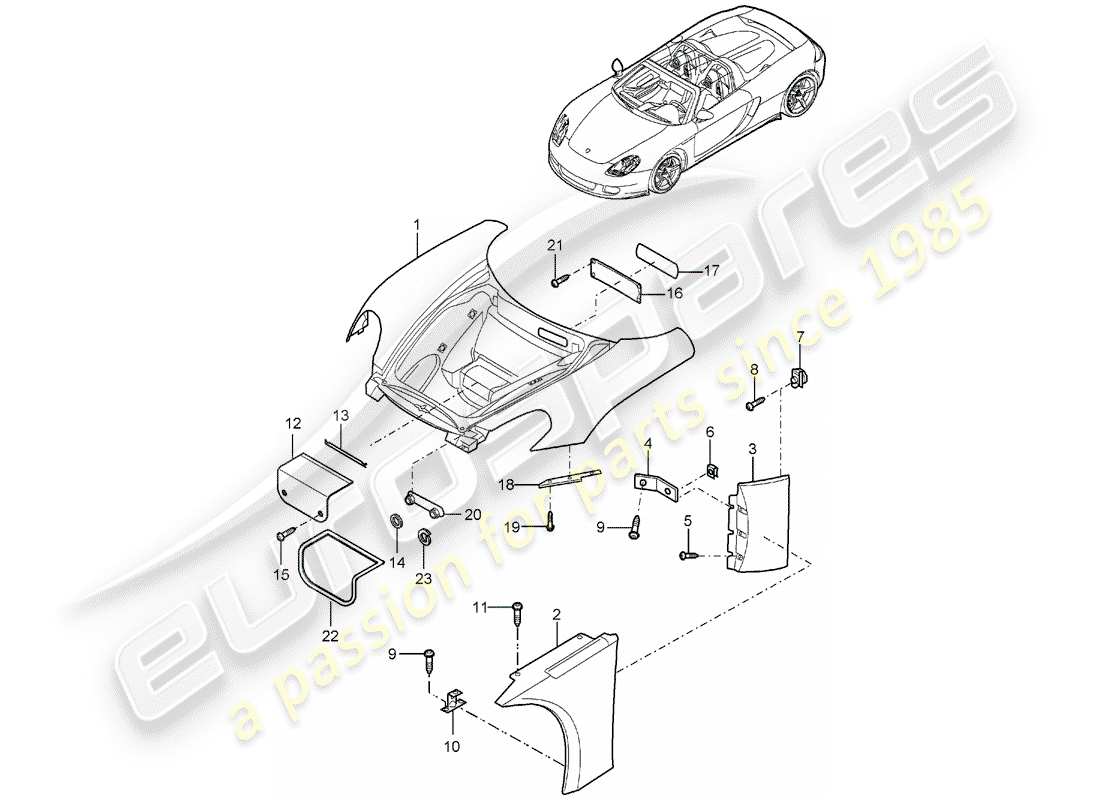 porsche carrera gt (2004) front end part diagram