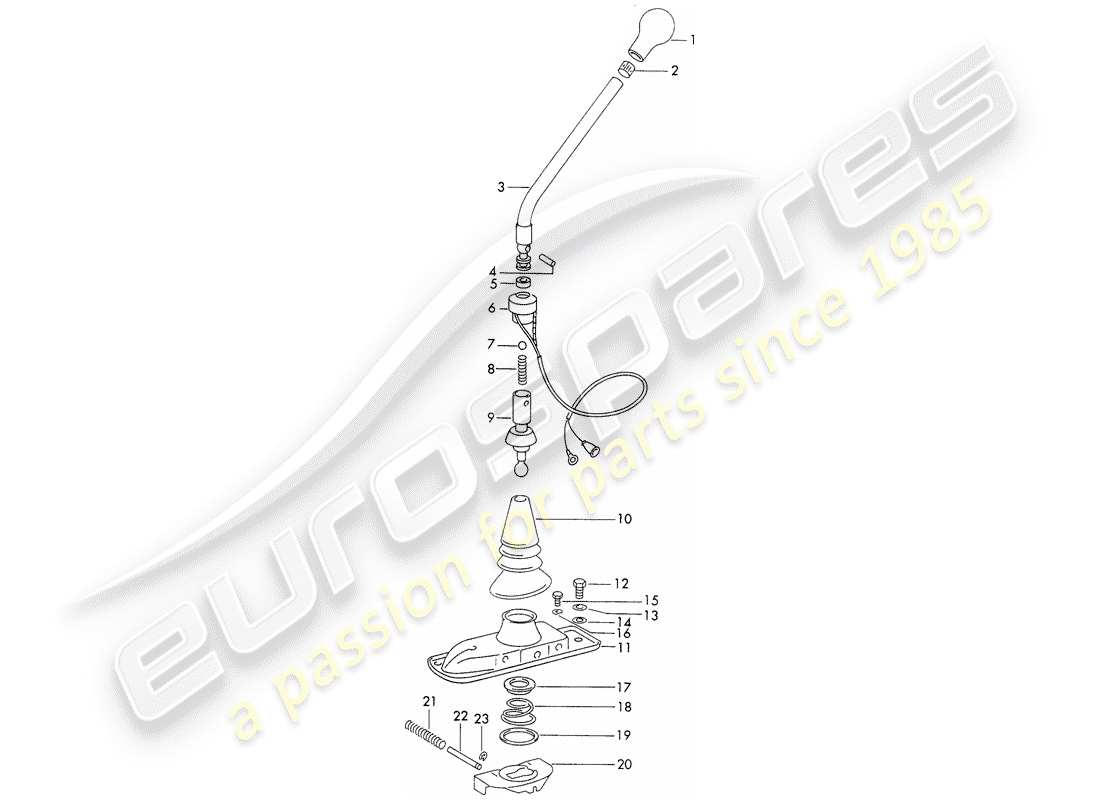 porsche 911 (1970) shift lever - sportomatic part diagram