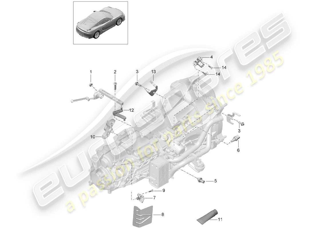 porsche cayman gt4 (2016) manual gearbox part diagram