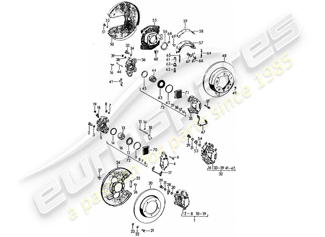 porsche 356b/356c (1965) brake part diagram