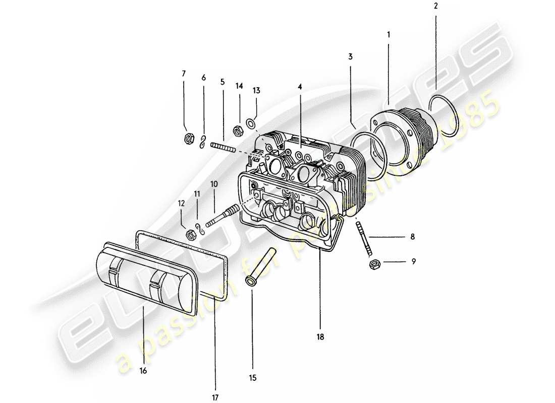 porsche 914 (1974) cylinder head part diagram