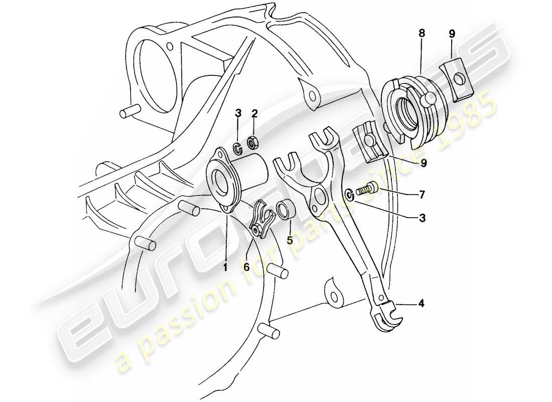 porsche 914 (1974) clutch release part diagram