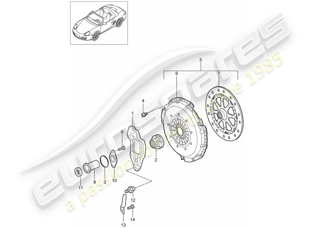 porsche boxster 987 (2006) clutch part diagram