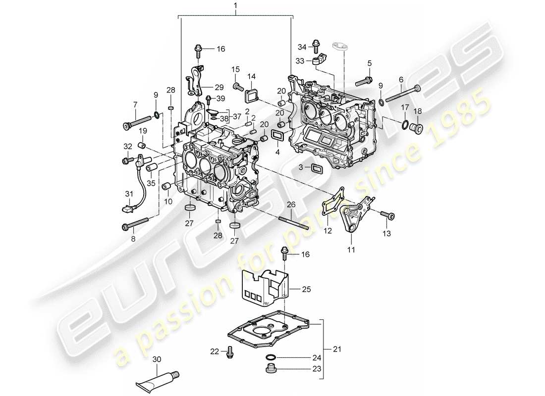 porsche 997 (2007) crankcase part diagram